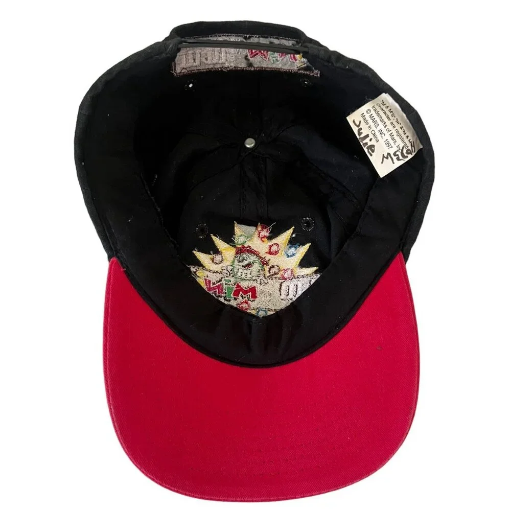M&M's Minis Baseball Cap Kids‎ OSFA Black Red 1997 Vintage Snapback Hat